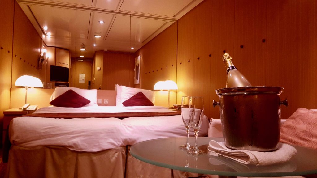 A bottle of champagne was wine allowed onboard a Celebrity cruise, as permitted through the cruise alcohol policy