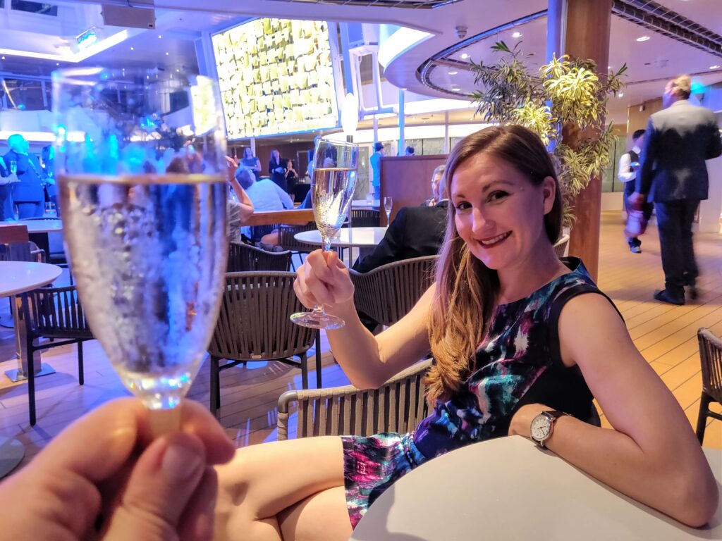 free champagne provided for winning a cruise game